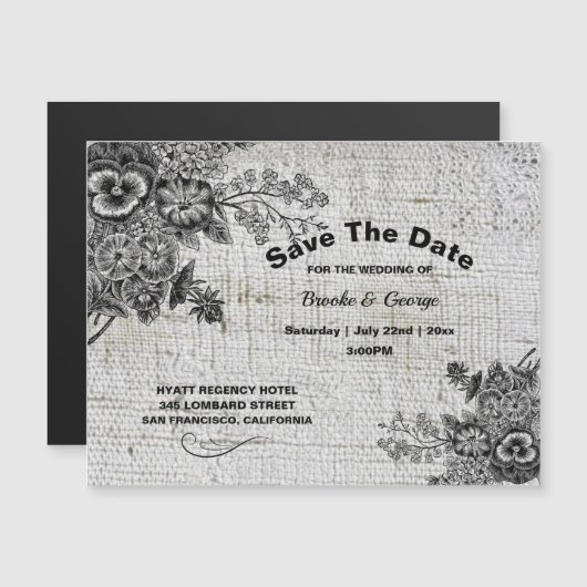 Magnetische grijze/zwarte artistieke bloemen Save  (Voorkant / Achterkant)