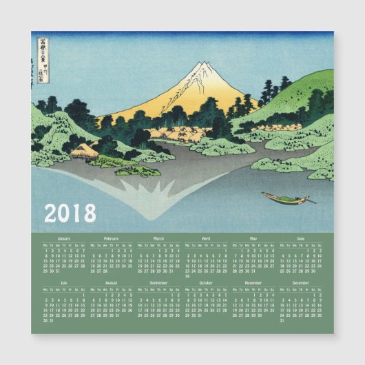 Magnetische kaart 2018 Hokusai Calendar (Voorkant)