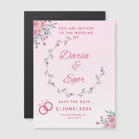 Magnetische Kaart bruiloft opslaan van de datum ui Magnetische Uitnodiging (Voorkant / Achterkant)