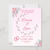 Magnetische Kaart bruiloft opslaan van de datum ui Magnetische Uitnodiging (Voorkant)