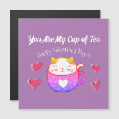 Magnetische kaart met een kat in een theekopje (Voorkant / Achterkant)