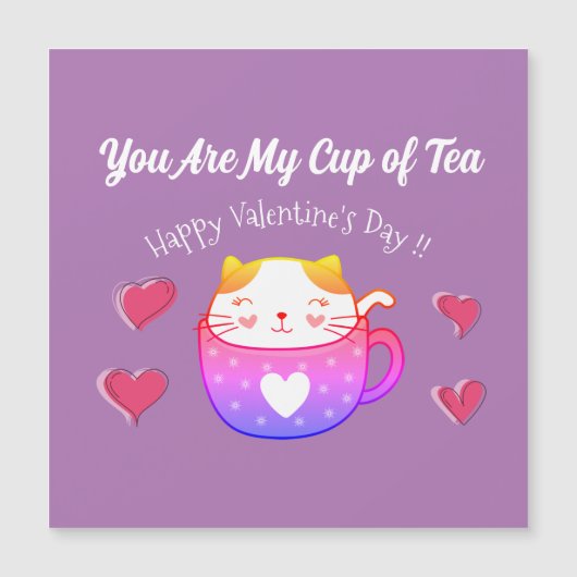 Magnetische kaart met een kat in een theekopje (Voorkant)