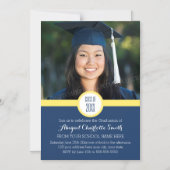 Magnetische kaart met gele blauwe moderne studiepo uitnodiging (Voorkant)