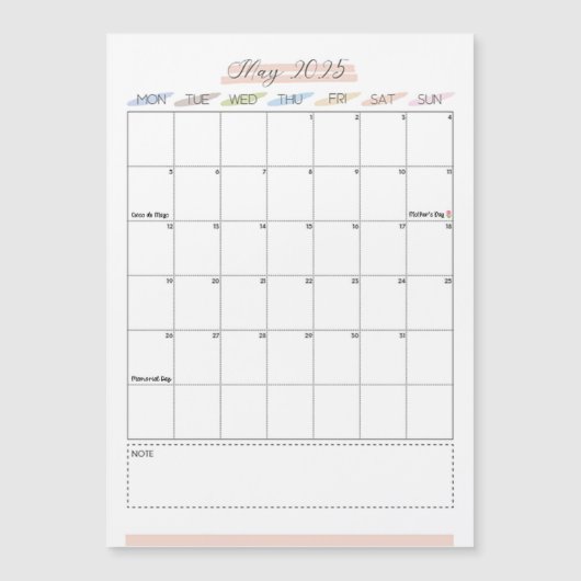 Magnetische kalender mei 2025 (Voorkant)