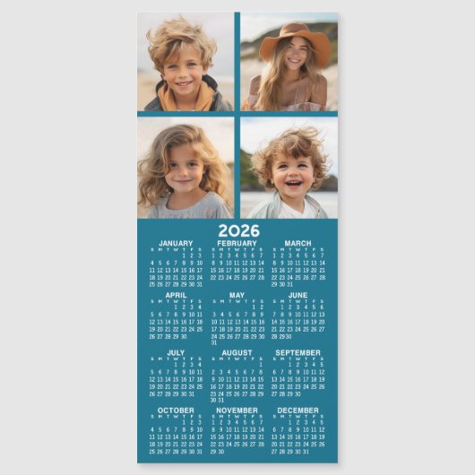 Magnetische kalender met fotocollage - Blauw (Voorkant)