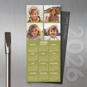 Magnetische kalender met fotocollage - Olijfgroen
