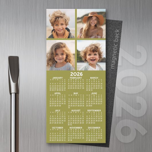 Magnetische kalender met fotocollage - Olijfgroen