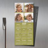 Magnetische kalender met fotocollage - Olijfgroen