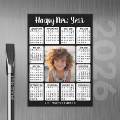 Magnetische kalender Verticale foto - HNY zwart