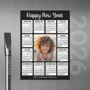 Magnetische kalender Verticale foto - HNY zwart
