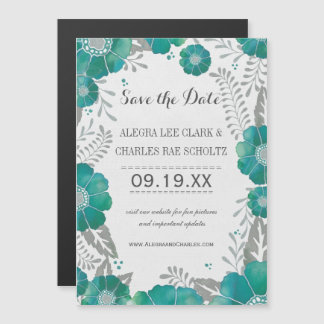 Magnetische Mint Groene Bloemen Typografie Magnetische Uitnodiging