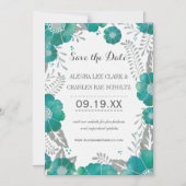 Magnetische Mint Groene Bloemen Typografie Magnetische Uitnodiging (Voorkant)