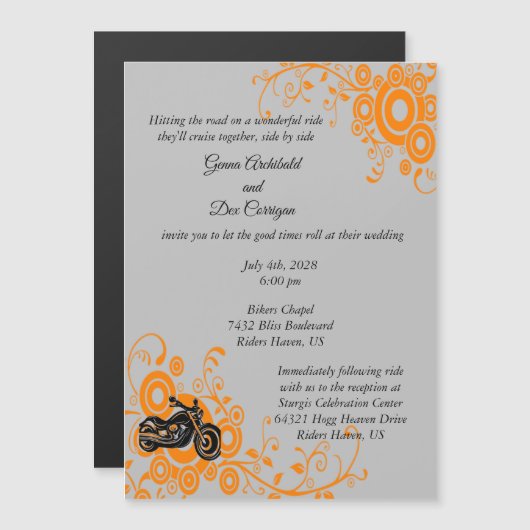 Magnetische motorfiets uitnodiging of Save the Dat Magnetische Uitnodiging (Voorkant / Achterkant)