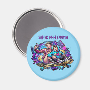 Magnetische Neon Drive: Moeder & Zoon Skater Kunst Magneet
