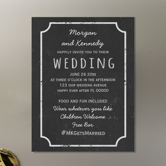 Magnetische rustieke krijtbord bruiloft uitnodigin