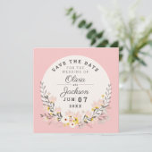 Magnetische Save the Date chic bloem roze Kaart (Staand voorkant)