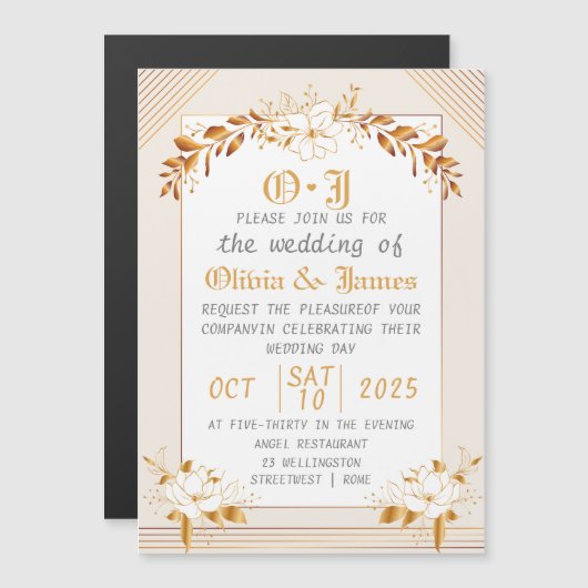 Magnetische Save the Date Trouw Uitnodiging Magnetische Uitnodiging (Voorkant / Achterkant)