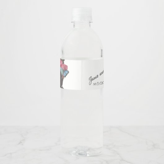 Magnetische schedel bruiloft water fles label waterfles etiket (Achterkant)