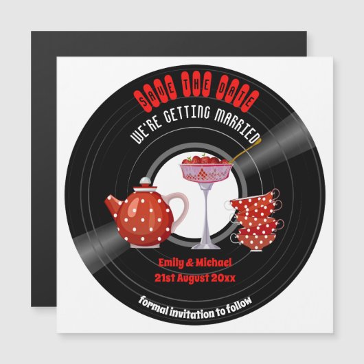 Magnetische Trouwdag Opslag Datum Thee Feestje Rec Magnetische Uitnodiging (Voorkant / Achterkant)