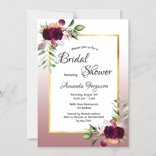 Magnetische uitnodiging voor roos van kaneel (Voorkant)