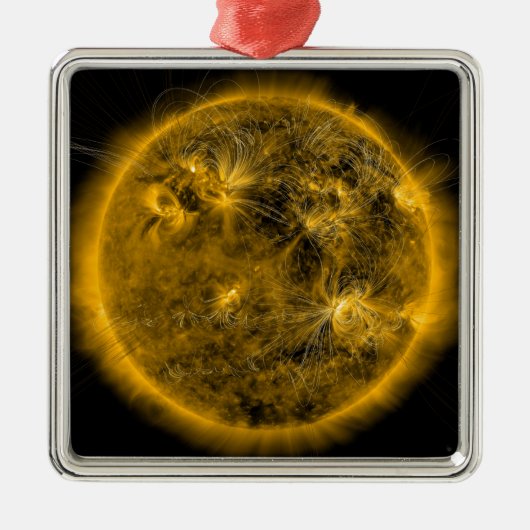 Magnetische veldlijnen op de zon metalen ornament (Voorkant)