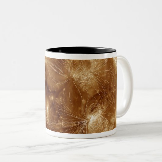 Magnetische veldlijnen op zon 2 tweekleurige koffiemok (Voorkant rechts)