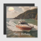 Magnetische verjaardagskaart met motorboot (Voorkant / Achterkant)