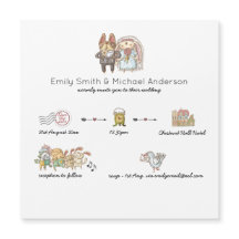 Magnetische Whimsical-tijdlijn Wedding-uitnodiging