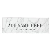 Magnetische witte marmeren naamlabels met aangepas naambadge (Voorkant)