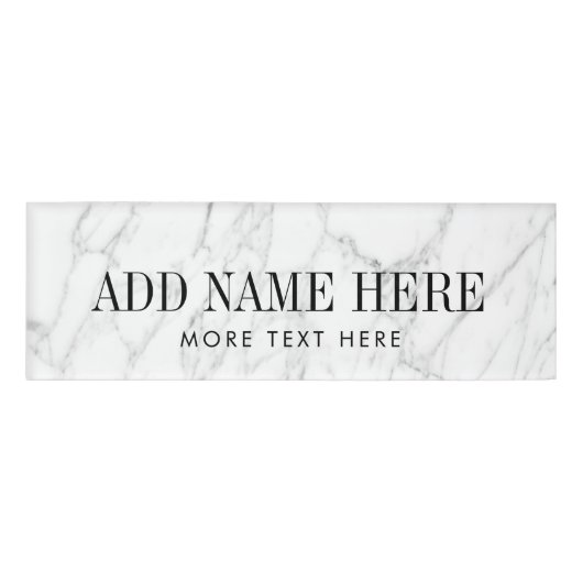 Magnetische witte marmeren naamlabels met aangepas naambadge (Voorkant)