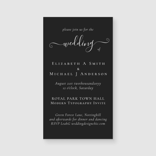 MAGNETISCHE ZWARTE WITTE TROUWKAARTJE bewaar datum (Voorkant)