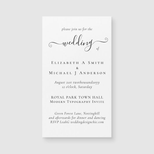 MAGNETISCHE ZWARTE WITTE TROUWKAARTJE SPAAR DATUM (Voorkant)