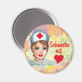 Magnetpin - Schwester mit Herz Magneet (Voorkant / Achterkant)