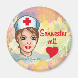 Magnetpin - Schwester mit Herz Magneet