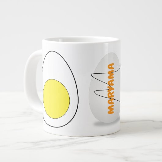 Magnetron Eiermug Omelet (Naam & Monogram Cadeau) Grote Koffiekop (Links)