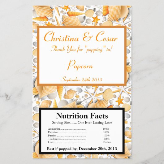 Magnetron Popcorn Wrapper Assorted Seashells Orang Flyer (Voorkant)