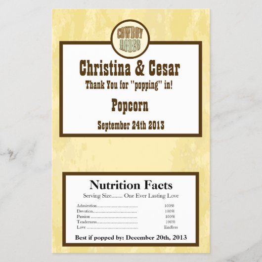 Magnetron Popcorn Wrapper Cowboy Rodeo Steer Skull Flyer (Voorkant)