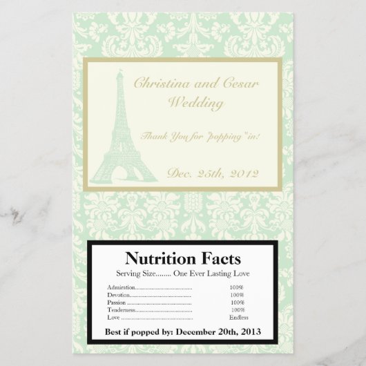 Magnetron Popcorn Wrapper Damask Paris Flyer (Voorkant)