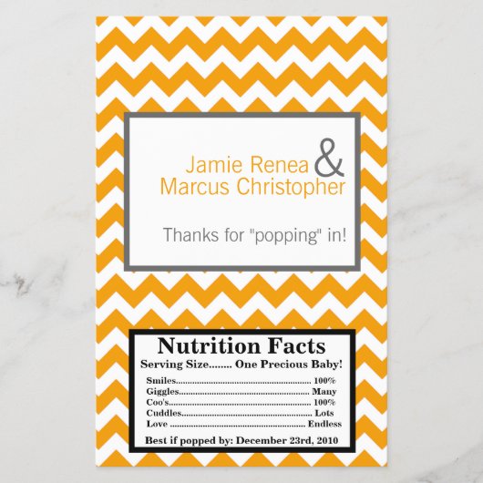 Magnetron Popcorn Wrapper Geel Grijs Chevron Flyer (Voorkant)