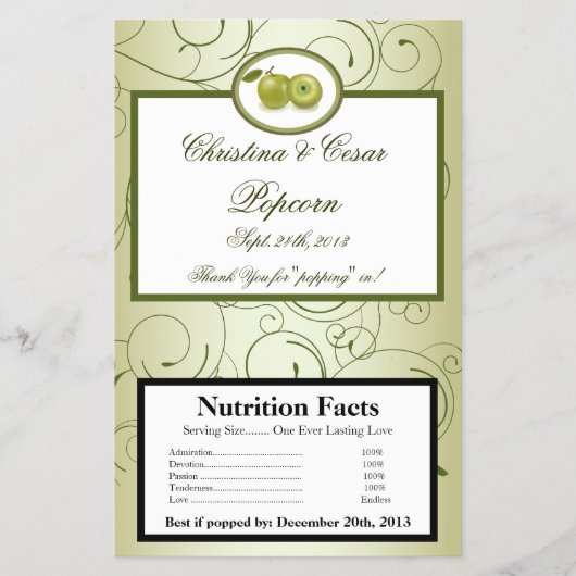 Magnetron Popcorn Wrapper Groene Apple Swirls Frui Flyer (Voorkant)
