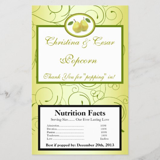 Magnetron Popcorn Wrapper Lime Green Pear Swirls Flyer (Voorkant)