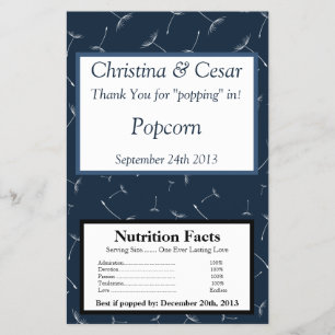Magnetron Popcorn Wrapper Marine Blauw Paardebloem Flyer
