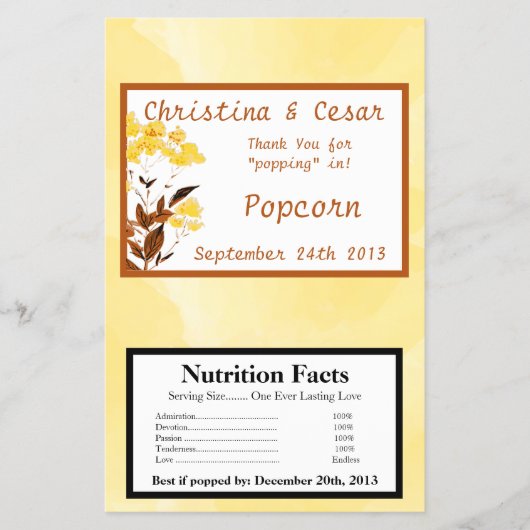 Magnetron Popcorn Wrapper Mosterd Geel Poppy Flo Flyer (Voorkant)