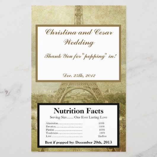 Magnetron Popcorn Wrapper  Paris Flyer (Voorkant)