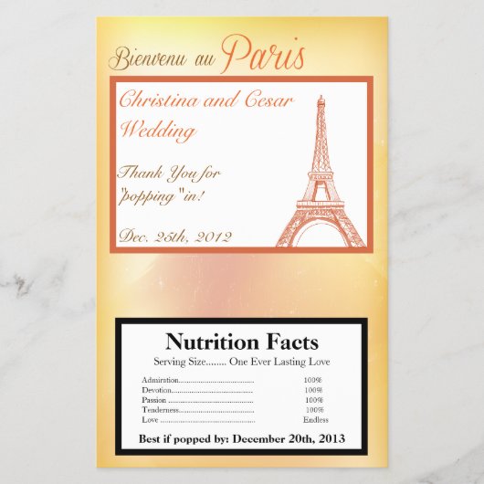 Magnetron Popcorn Wrapper Paris Peach Flyer (Voorkant)