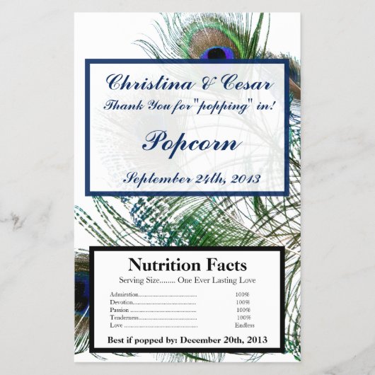Magnetron Popcorn Wrapper Peacock Feathers Blauw Flyer (Voorkant)