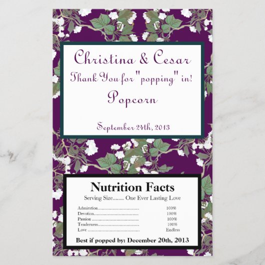 Magnetron Popcorn Wrapper Peacock/Flower Branch Flyer (Voorkant)