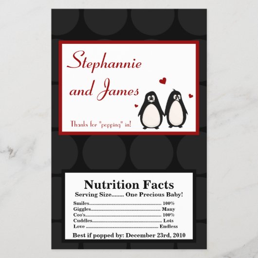 Magnetron Popcorn Wrapper Penguin Love Paar Mate Flyer (Voorkant)