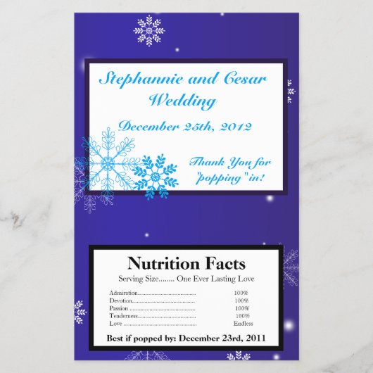 Magnetron Popcorn Wrapper Witte Sneeuwvlokken Flyer (Voorkant)