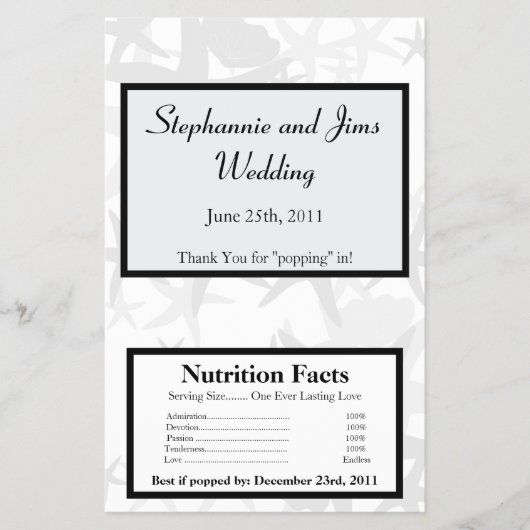 Magnetron Popcorn Wrapper Zomer Liefde en Schelpen Flyer (Voorkant)